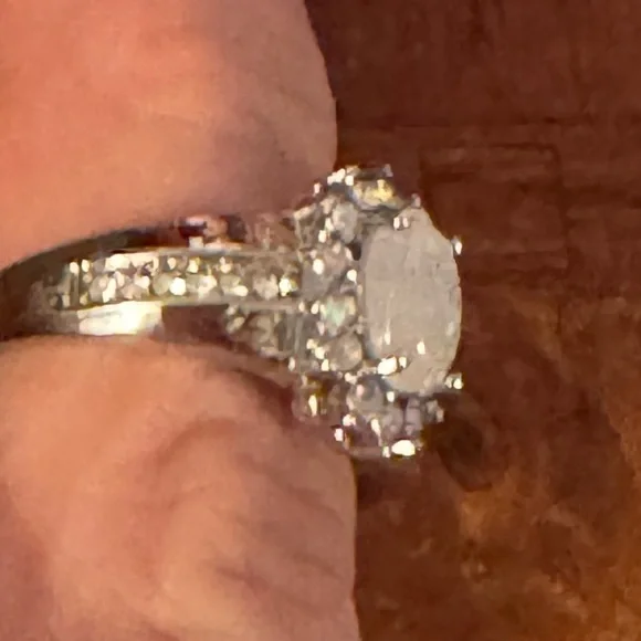 Opal Sunflower, Lab created, Flower Shape, Side Cubic Zirconia Fairy Ring, Sz 7 - Picture 7 of 13